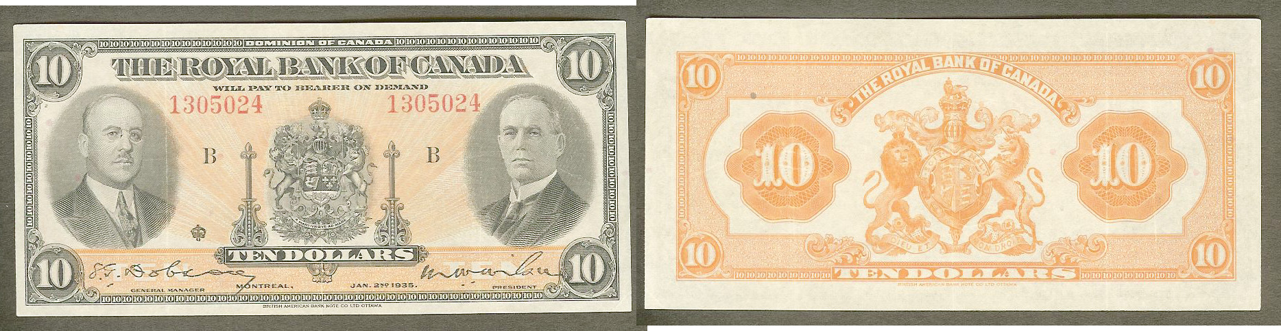 Canada $10 Royal Bank of Canada Dobson/Wilson 1935 aEF